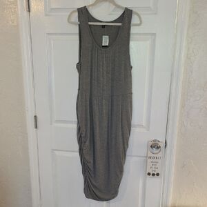 Torrid Gray Gathered Midi Dress